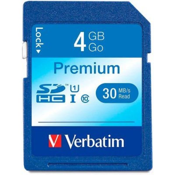 Verbatim Americas Verbatim¬Æ Premium SDHC Memory Card, UHS-I Class 10, 4 GB, Blue 96171